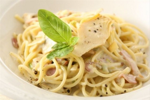 Спагетти карбонара с шампиньонами